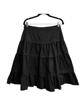 Moschino Cheap And Chic Black Silk Tiered Midi Skirt Size 8
